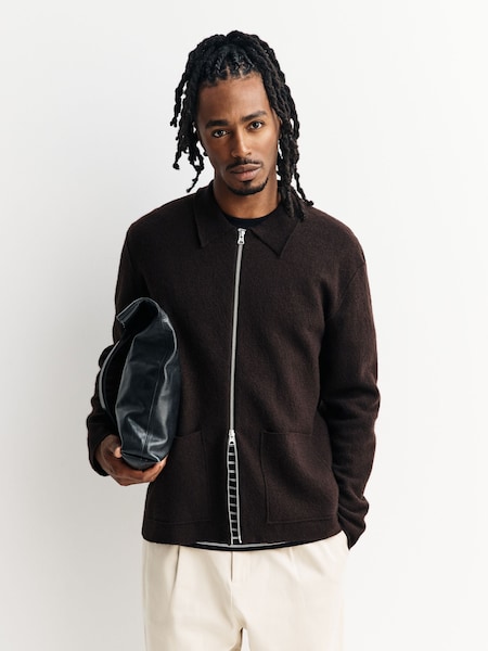 Brown Jonas Zip Front Jumper (W81043) | £250