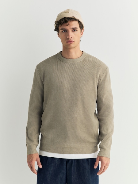 Natural Danny Long Sleeve Textured Jumper (W81061) | £135