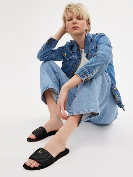 Black Holly Quilted Leather Sandals (W84482) | £175