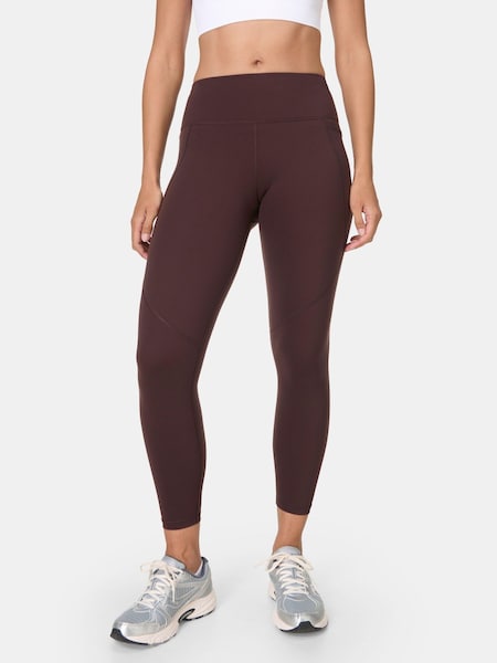 Sable Brown 7/8 Length Power Embossed Workout Leggings (W87382) | £88
