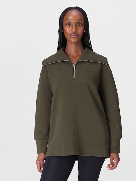 Green Peaceful Rib Half Zip Sweatshirt (W87403) | £95
