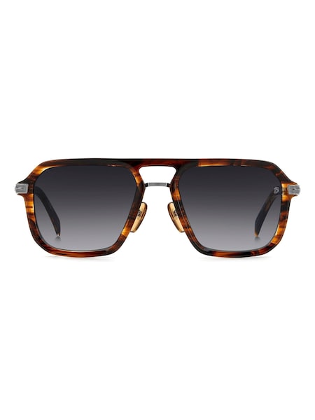 Flat Top Rectangular Brown Sunglasses in Tortoise (W93348) | £229