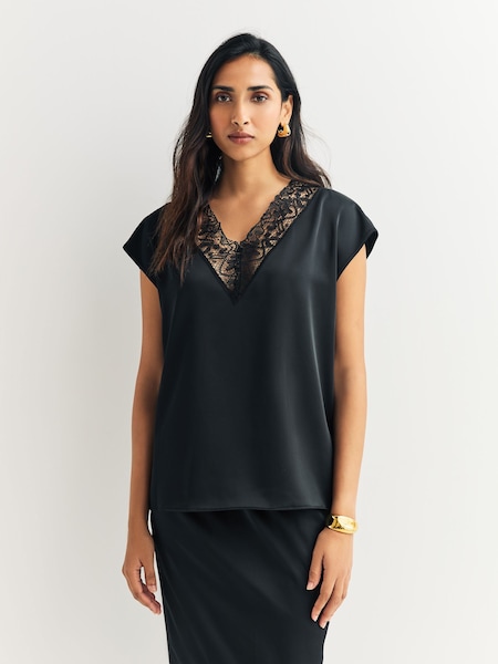 Black Staffa Short Sleeve Blouse (W96117) | £175