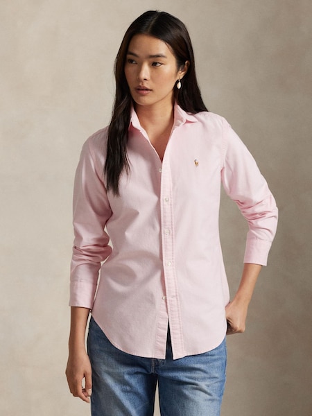 Pink Oxford Cotton Long Sleeve Crlte St Long Sleeve-Button Front Shirt (W98113) | £145