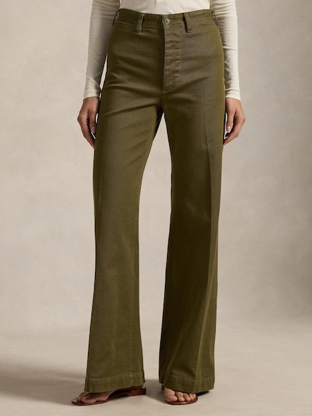 Green Woven Flare Trousers (W98143) | £235