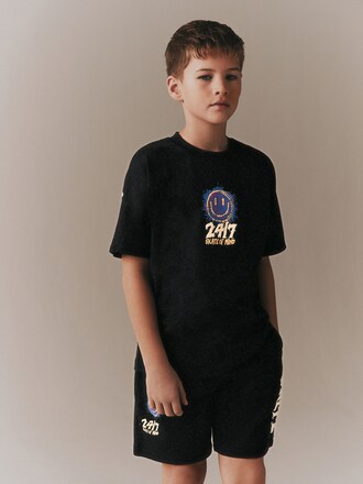 Black Short Sleeve T-Shirt and Shorts Set (3-16yrs)