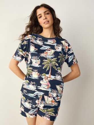 Navy Chipmunk Short Sleeve Pyjamas Set