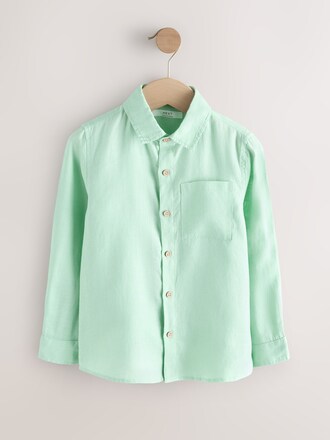 Light Green Long Sleeve Linen Shirt (3-16yrs)