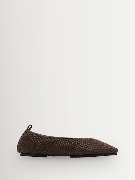 Brown Lattice Weave Ballet Flats (Y15614) | £330