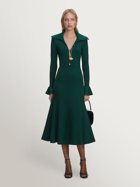 Green Keyhole Knit Midi Dress (Y15651) | £400