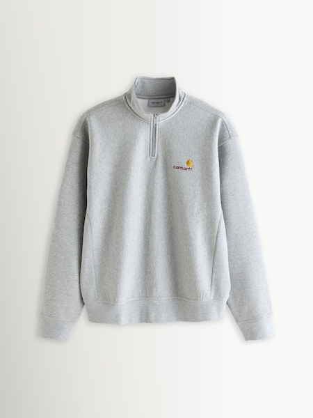 Grey Half Zip American Script Sweatshirt (Y24618) | £85