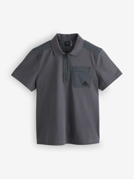 Grey Dalon Short Sleeve Zip Polo Shirt (Y25030) | £140