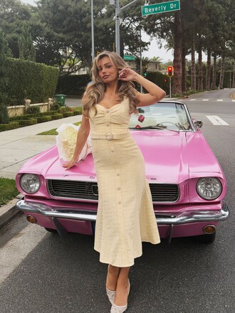 Lipsy Yellow Premium Boucle Fit And Flare Midaxi Dress