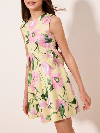 Lipsy Yellow Floral Scuba Bow Mini Dress (5-16yrs)