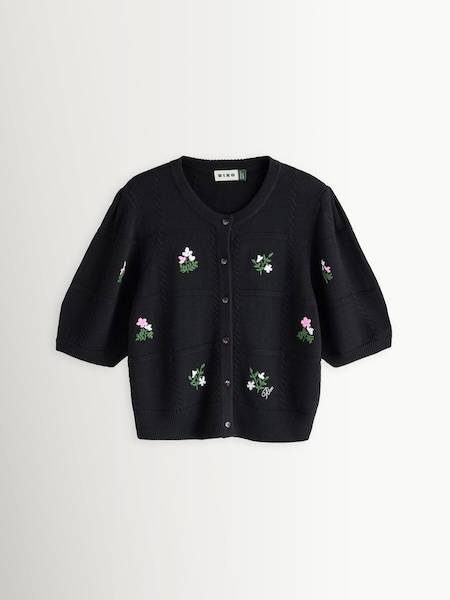 Black - Minta Cardigan In Summer Bud Embroidery