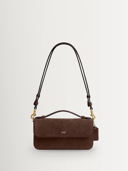 Brown - Suede Elora Top Handle Cross-body Bag