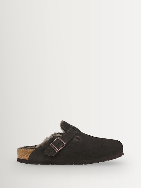 Mocca Brown - Boston Shearling Lined Suede Clogs