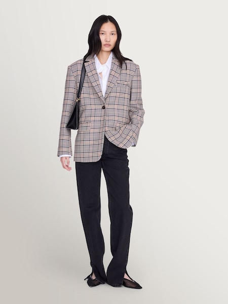 Grey - Quinn Blazer In Beige And Navy Checks Jacket