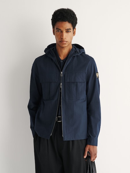 Blue - Regular Container Hooded Overshirt