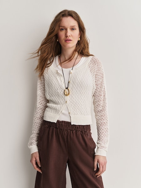 White - Maris Fine Gauge Cardigan