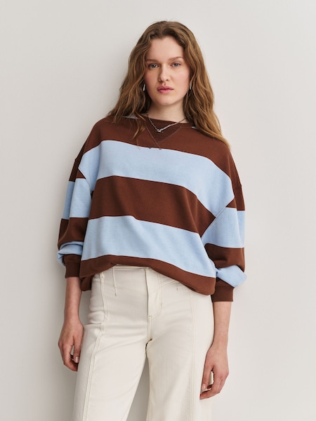 Blue - Classic Stripe Crew Neck Wide Top