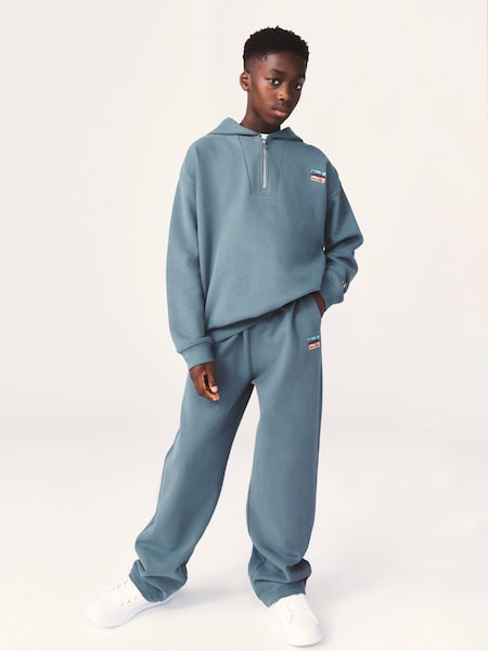 Blue - Funnel Neck Hoodie And Joggers Set