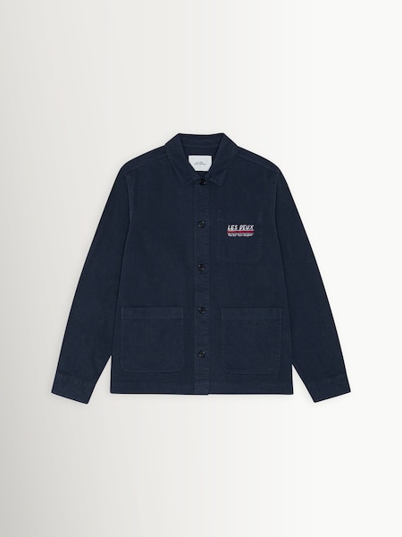 Blue - Regular Herringbone Artist Graphic Overshirt