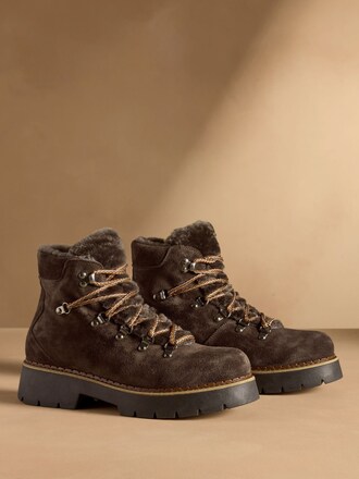 Russell & Bromley Brown Bowston Hiking Faux Fur Lined Boots