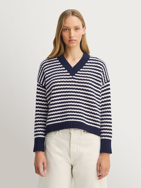 Blue - Spiga Striped Cardigan