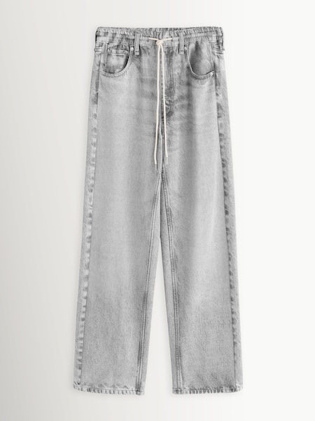 Grey - Miramar Terry Drawstring 31.5" Wide Leg Jeans