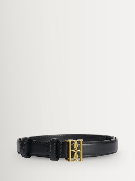 Black - Marlos Leather Logo Belt