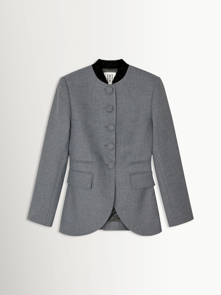 Grey - Claye Stand Collar Tailored Jacket