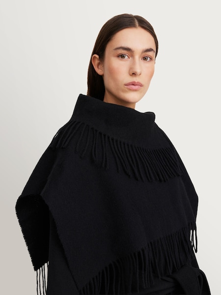 Black - Turtla Fringed Wool Bib Scarf