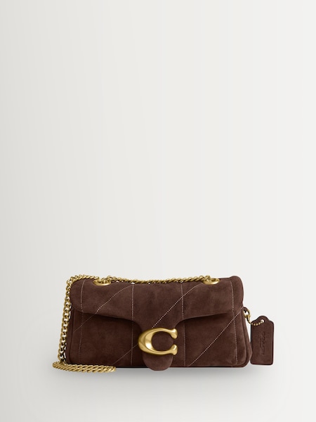 Brown - Soft Quilted Suede Tabby Shoulder Bag