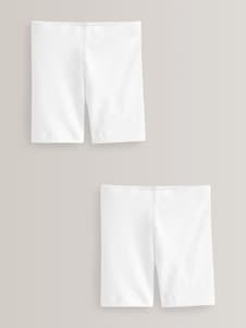 Next White Regular Length 2 Pack Cotton Rich Stretch Cycle Shorts (3-16yrs)