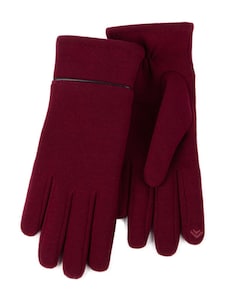 Totes Red Isotoner Ladies Thermal Smartouch Winter Gloves With Piping Detail