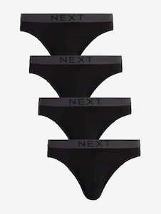 Next Black Pure 100% Cotton Briefs 4 Pack