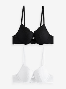 Next שחור/לבן - מארז 2 חזיות תחרה פוש-אפ