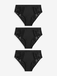 Next Black High Waist Modal & Lace Knickers 3 Pack