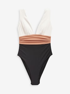 Navy/White - Plunge Tummy Control Swimsuit