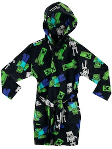 חלוק רחצה אלגנטי לבית עם הדפס דמות של מיינקראפט