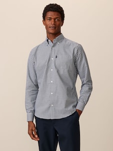 Next Navy Blue Gingham Regular Fit Easy Iron Button Down Oxford Shirt
