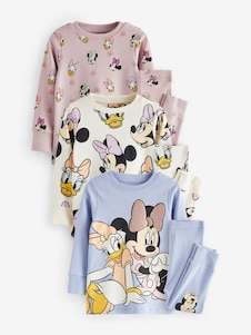 Next Pink/Blue/White Minnie Mouse Snuggle Pyjamas 3 Pack (9mths-12yrs)