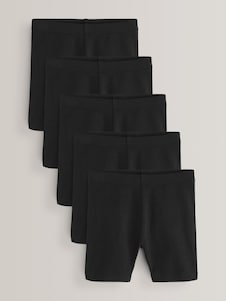 Next Black Regular Length 5 Pack Cotton Rich Stretch Cycle Shorts (3-16yrs)