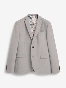 Next אפור בהיר - גזרה צרה - ז'קט חליפה מבד Motionflex נמתח