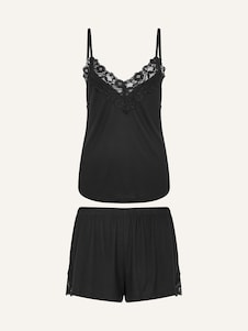Accessorize Black Lace Trim Short Pyjamas Set