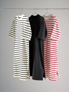 The Set Black/Khaki Green/Neutral Stripe Scoop Neck Ribbed Vest Midi Dress 3 Pack