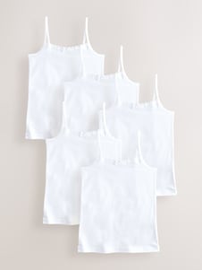 Next White 5 Pack Elastic Strappy Cami Vests (1.5-16yrs)
