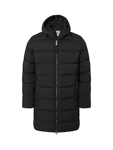 Tog 24 Black Mens Radley Padded Long Hooded And Water-Repellent Coats