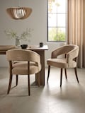Fine Chenille Sand Natural Dark Wood Leg